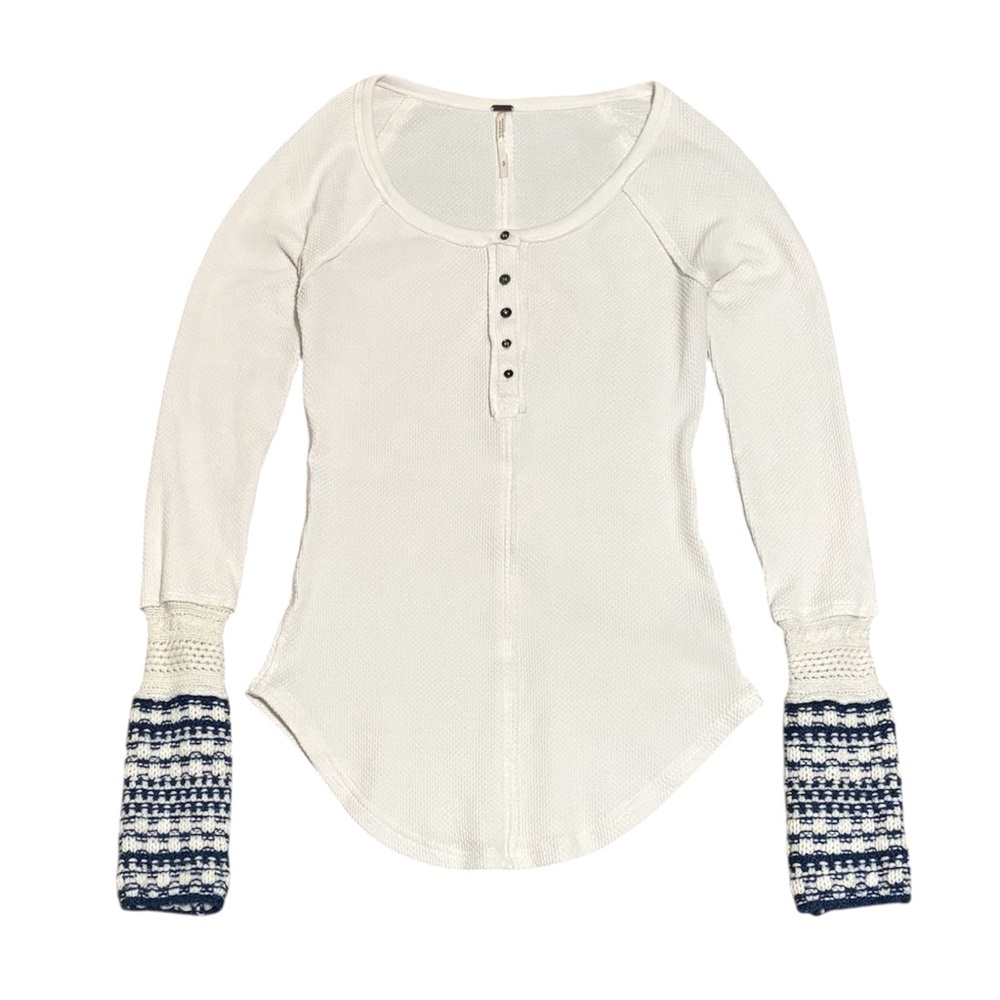Free People alpine cuff thermal henley top white/ivory